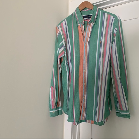 Ralph Lauren Tops - New Ralph Lauren Green Stripe Button Shirt